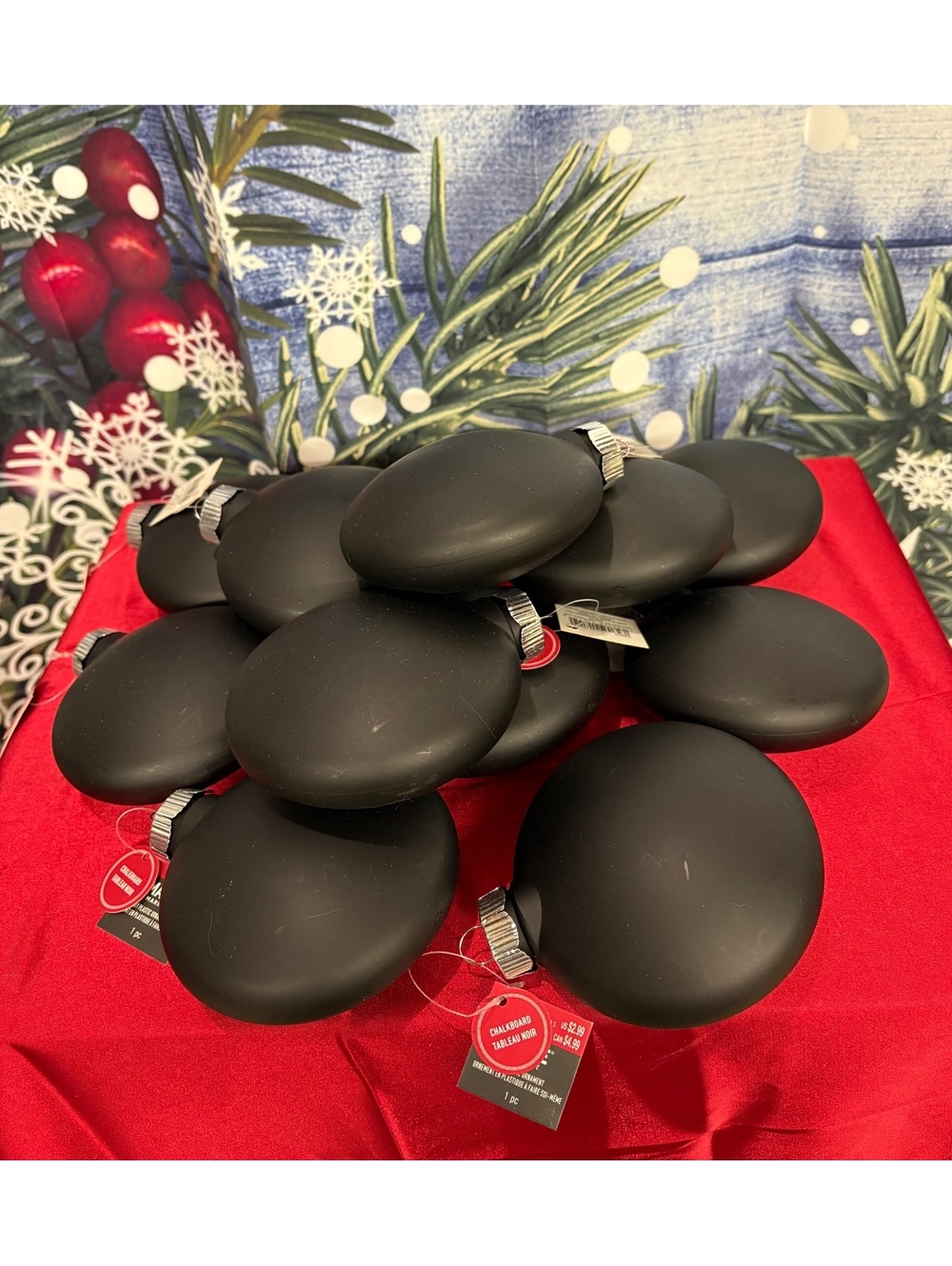 Make Market Chalkboard Black Ornaments Removable Tops For Crafting Lot Of 12 NWT